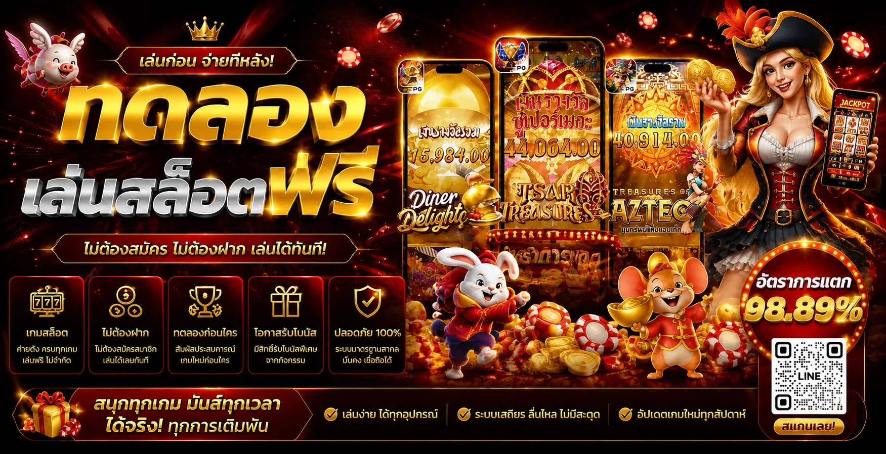 ทดลองเล่นสล็อตฟรีกับ REDLION888